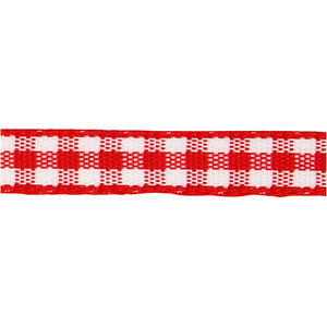 Creotime geruit lint, b: 6 mm, 50 m, rood wit