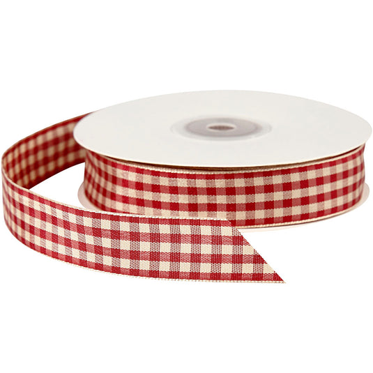 Creativ company https: www.cchobby.nl geruit-lint-b-20-mm-antiek-rood-wit-25-m-1-rol