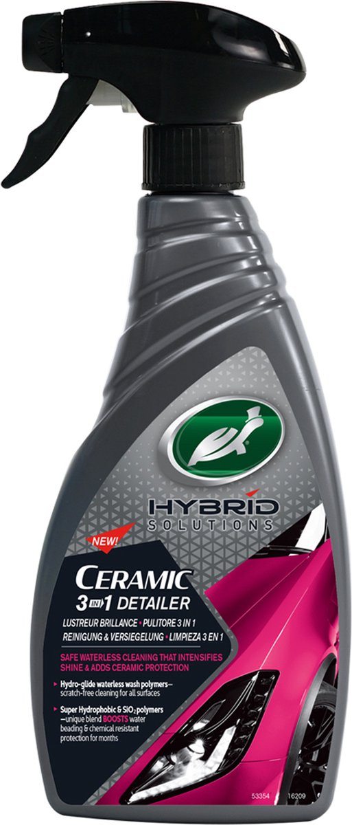 Turtle wax hs ceramic 3in1 detailer - veilige waterloze reiniging – om lak te onderhouden - intensiveert glans - routinematig gebruiken - 500ml