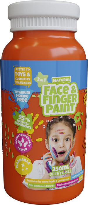 Natural face fingerpaint fles - oranje, 250ml - schmink
