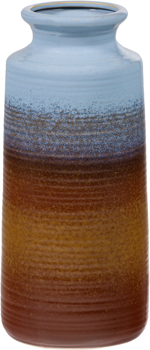Woood decennia vaas xl - keramiek - blauwgeel - 38xø17 cm