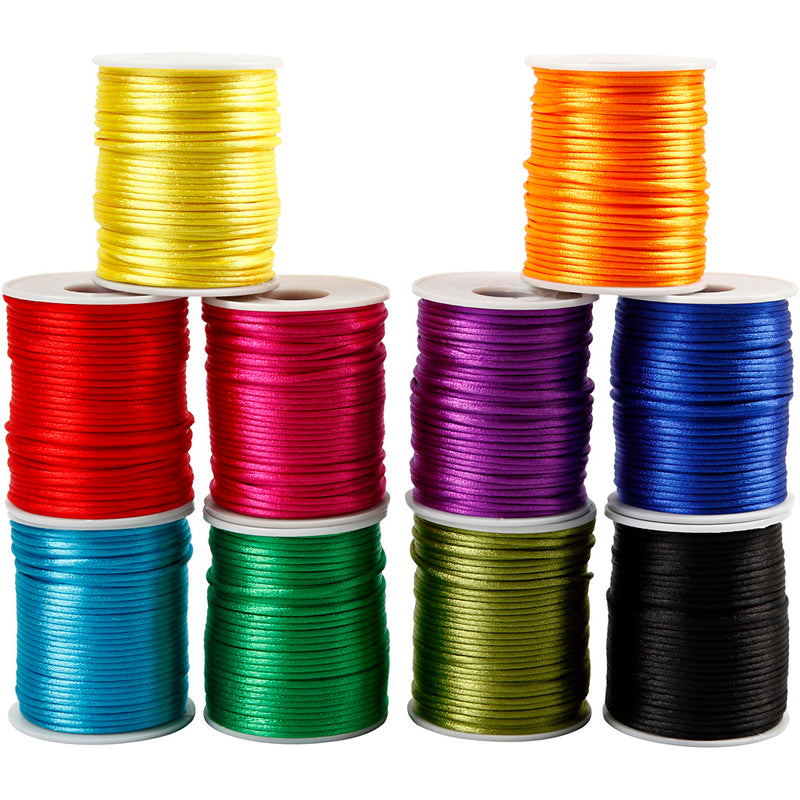 Load image into Gallery viewer, Https: www.cchobby.nl satijnkoord-dikte-2-mm-sterke-kleuren-10x50-m-1-doos
