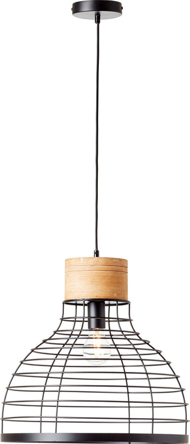 Brilliant avia - hanglamp - e27 max 1x40w - zwart houtkleur