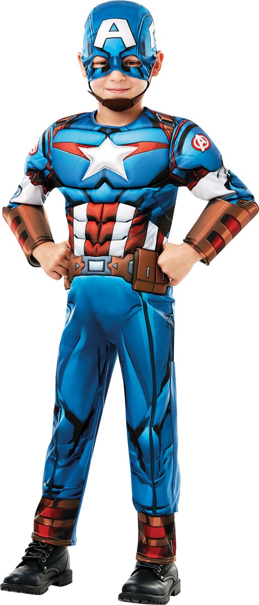 Rubies rubie's kostuum marvel - captain america jongens blauw maat 104