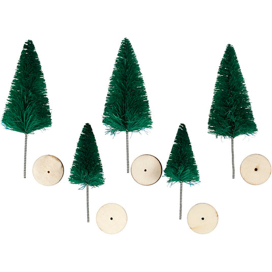 Creativ company kerstbomen, h: 40+60 mm, groen, 5 stuk 1 doos