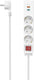 Hama stekkerdoos 3-voudig met schakelaar - 1x usb-a, 1x usb-c - 1,4mtr. - wit
