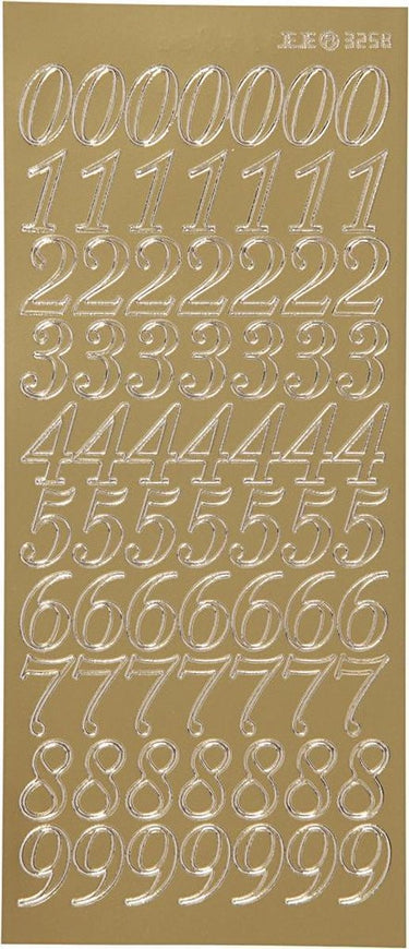 Creativ company stickers goud - cijfers - zelfklevende-stickers - feest scrapbooking - diy-plakstickers - 10x23 cm - 1 stickervel
