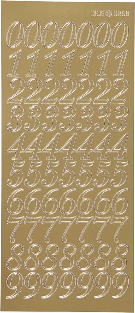 Creativ company stickers goud - cijfers - zelfklevende-stickers - feest scrapbooking - diy-plakstickers - 10x23 cm - 1 stickervel