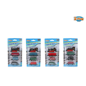 2-play locomotief met 3 aanhangers die cast pull back 3 assorti