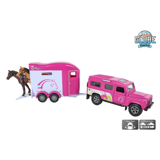 Kids globe land rover met trailer 26cm