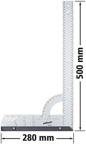 Wolfcraft - winkelhaak - 500mm - blokhaak - schrijfhaak - metaal - 5206000