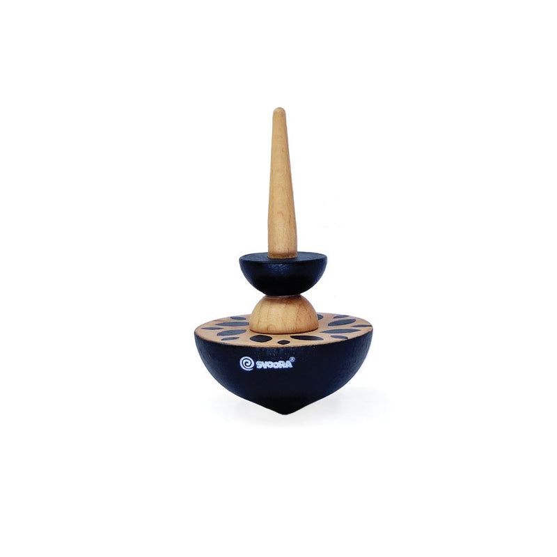 Afbeelding laden in galerijviewer, Houten tol geom zwart. 8 x 5 x 15 cm. 5+
