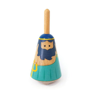 Griekse houten tol: poseidon. 3,5x3,5x8
