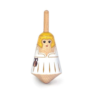 Griekse houten tol: athena. 3,5x3,5x8