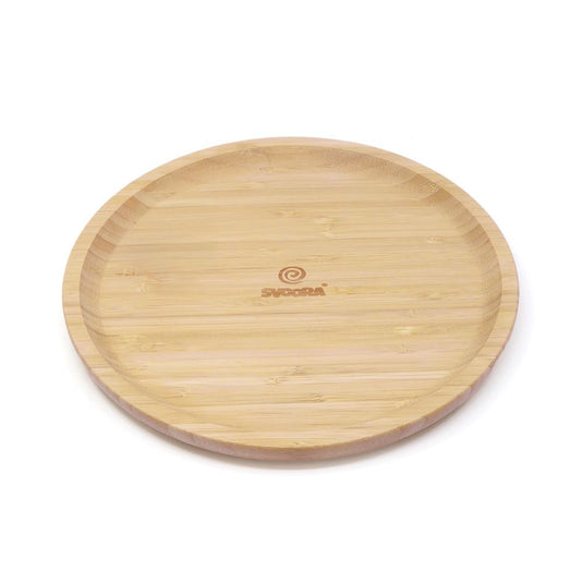 Svoora houten schaal voor tollen. 25x25