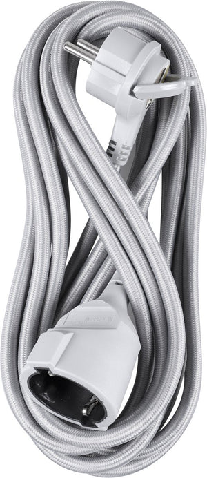 Q-link verlengsnoer - platte stekker - randaarde - 3 x 1.5 mmâ² - 5 meter - textiel - grijs