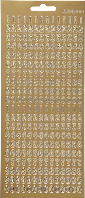 Creativ company stickers goud - cijfers stickers - gouden zelfklevende getallen stickervellen - diy versiering - kaarten maken - scrapbooking knutselen - 10x23 cm - 1 vel
