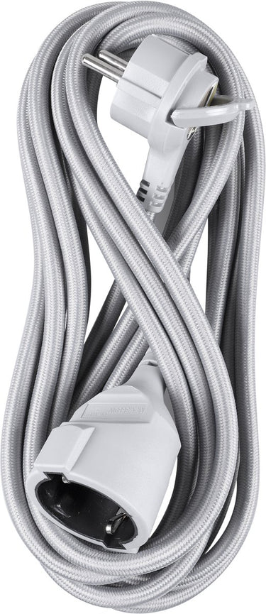Q-link verlengsnoer - platte stekker - randaarde - 3 x 1.5 mmâ² - 5 meter - textiel - grijs