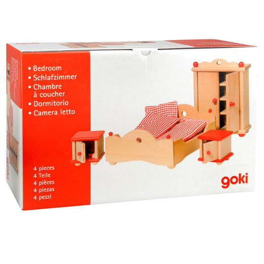 Goki poppenhuismeubeltjes serie 2: slaapkamer 4-delig, voor poppe