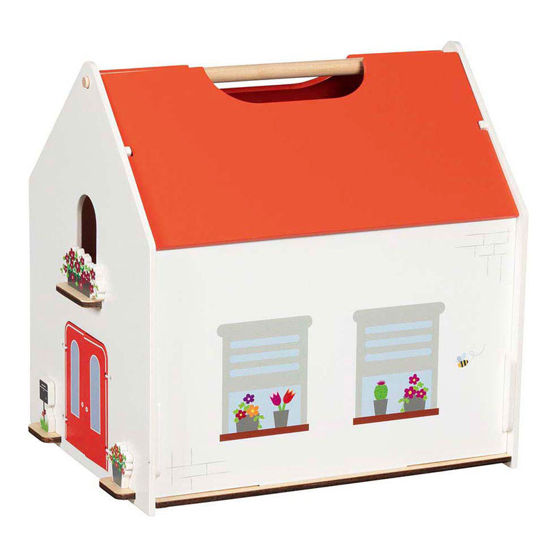 Afbeelding laden in galerijviewer, Goki houten draagbaar poppenhuis met accessoires
