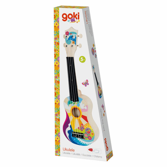 Goki houten ukelele flower power