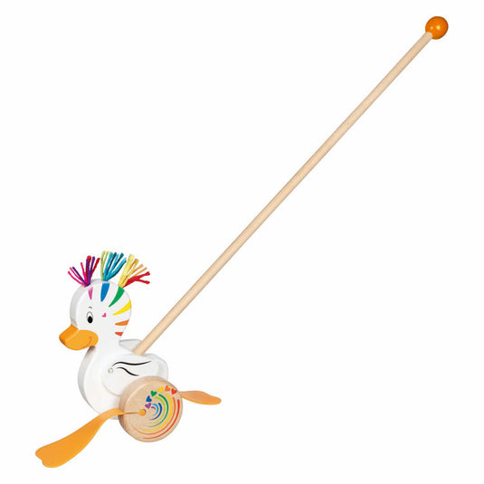 Goki houten duwdiertje eend lou