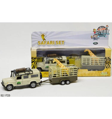 Kids globe landrover defender+giraffe trailer