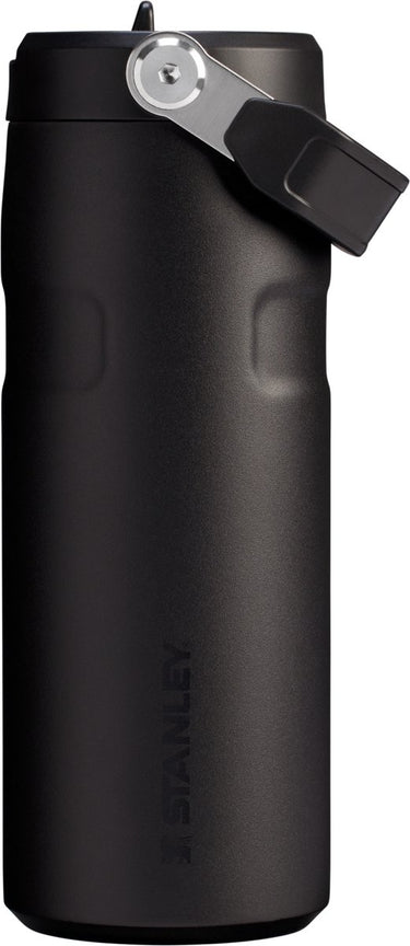 Stanley flip straw 2.0 waterfles met rietje 0.47l - 10 uur koud - 2 dagen koud met ijs - roestvrijstalen drinkfles - bpa vrij - lekvrij - vaatwasserbestendig - black