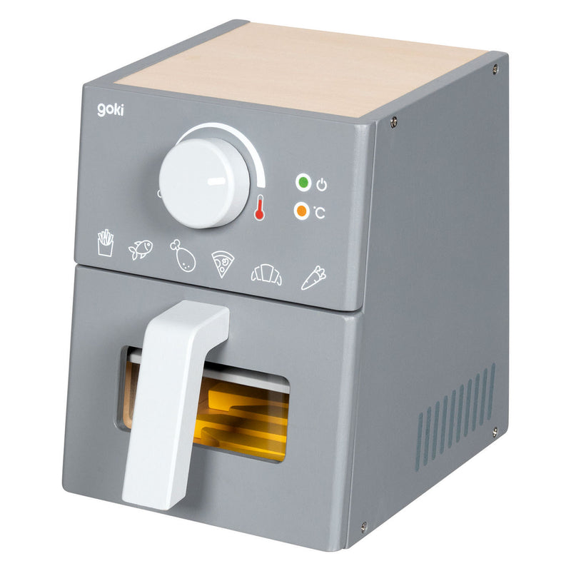 Afbeelding laden in galerijviewer, Goki houten speelgoed airfryer met accessoires - 16dlg.
