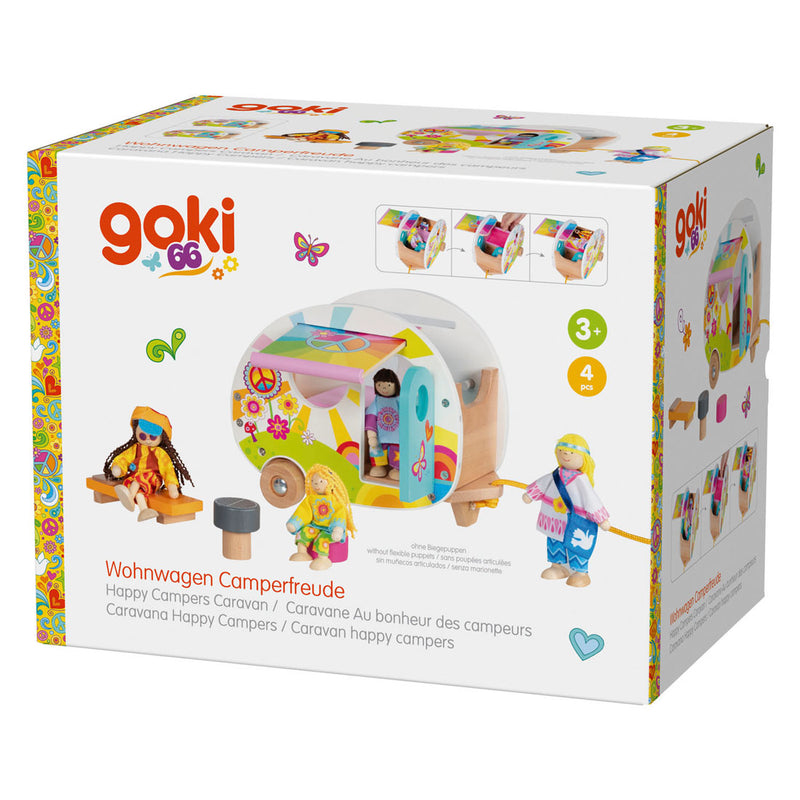 Afbeelding laden in galerijviewer, Goki houten happy campers caravan speelgoed
