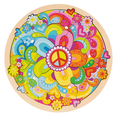 Goki houten puzzel mandala bloemen - 34dlg.