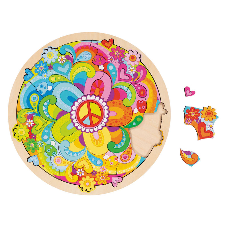 Afbeelding laden in galerijviewer, Goki houten puzzel mandala bloemen - 34dlg.

