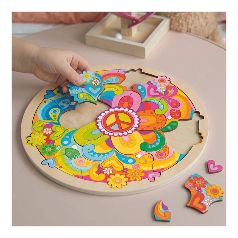 Afbeelding laden in galerijviewer, Goki houten puzzel mandala bloemen - 34dlg.
