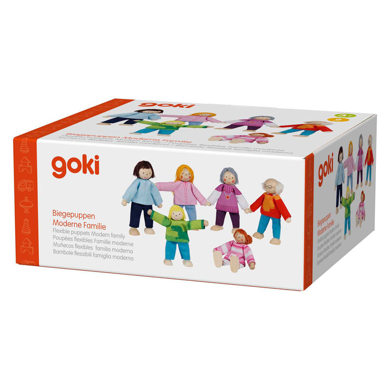 Load image into Gallery viewer, Goki houten poppenhuis poppen flexibel moderne familie, 6st.
