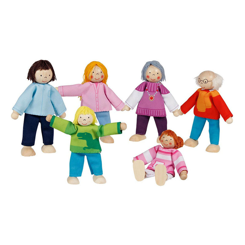 Load image into Gallery viewer, Goki houten poppenhuis poppen flexibel moderne familie, 6st.
