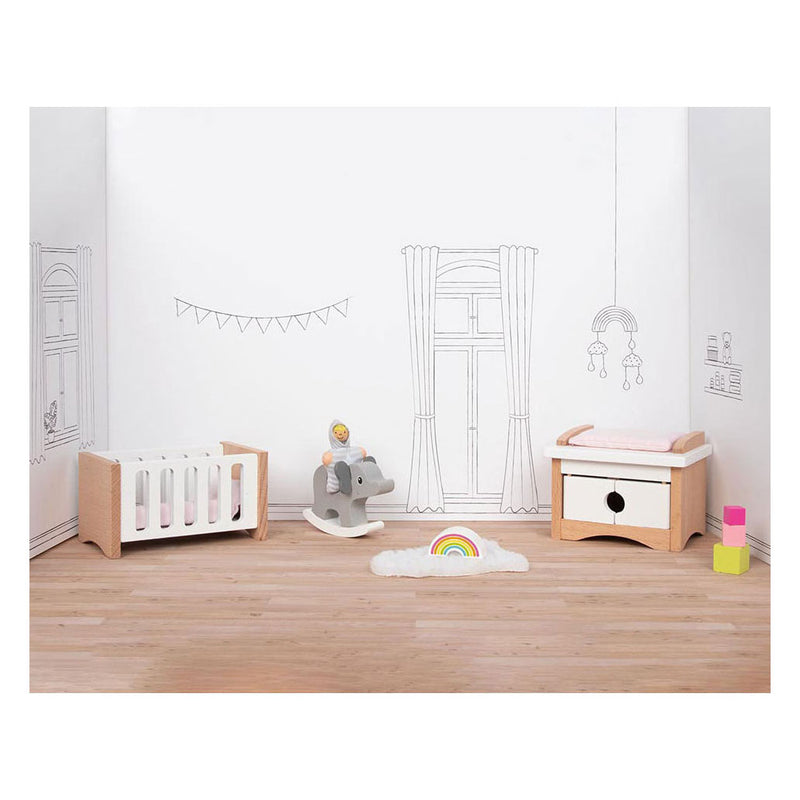 Load image into Gallery viewer, Goki houten poppenmeubels babykamer, 12dlg.
