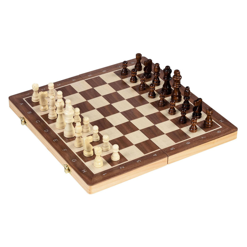Afbeelding laden in galerijviewer, Goki schaakspel damspel 38x38x2,5cm, 2in1, magnetisch, vierkant 4,2x4,2cm, 59-delig, hout, 7+
