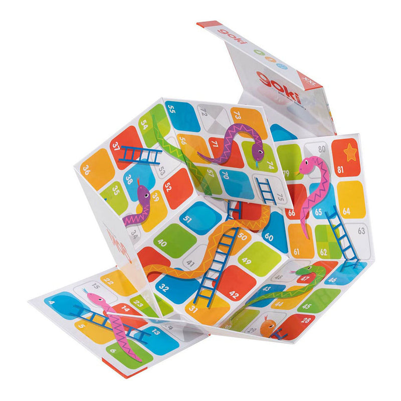Load image into Gallery viewer, Goki xxl slangen en ladders in kubus bordspel
