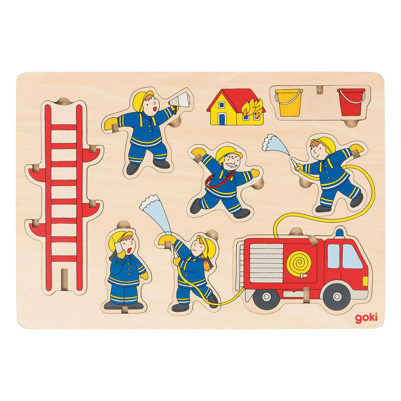 Load image into Gallery viewer, Goki houten stapelpuzzel brandweer, 8st.
