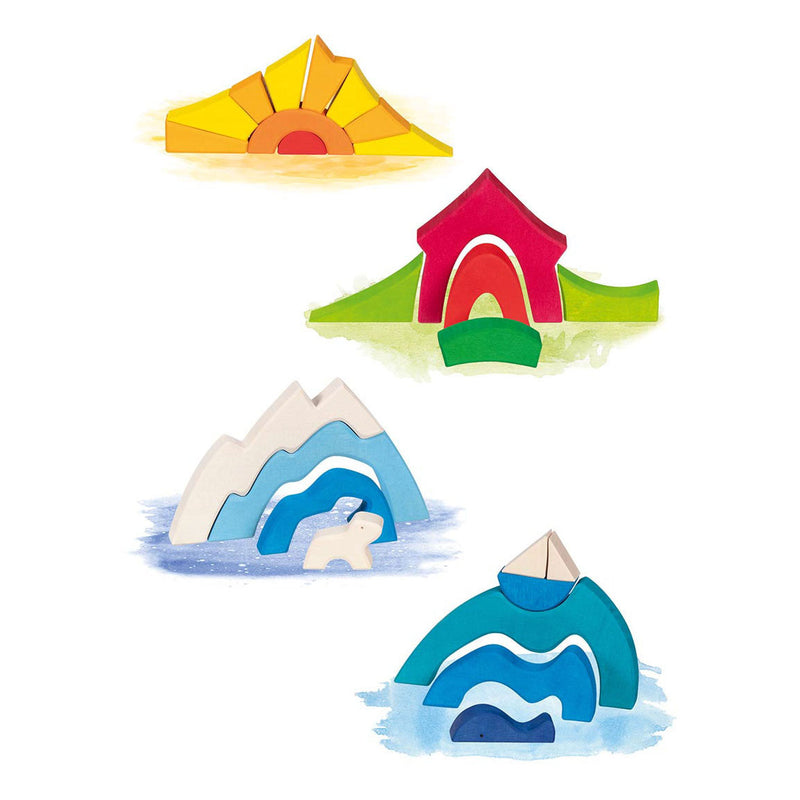 Load image into Gallery viewer, Goki houten bouwstenen kleine ijsbeer, 22dlg.
