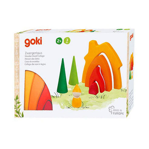 Afbeelding laden in galerijviewer, Goki houten dwergenhuisje bouwblokken, 7dlg.

