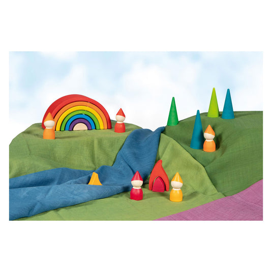 Goki houten bouwblokken regenboog, 5dlg.