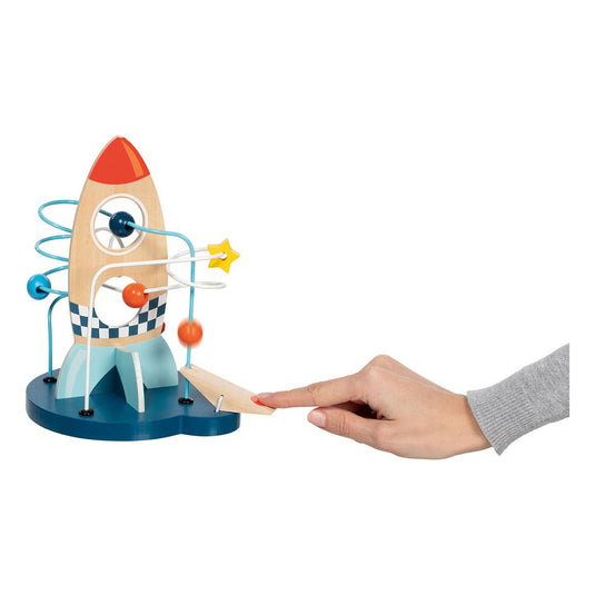 Goki houten motoriekspiraal raket met katapult