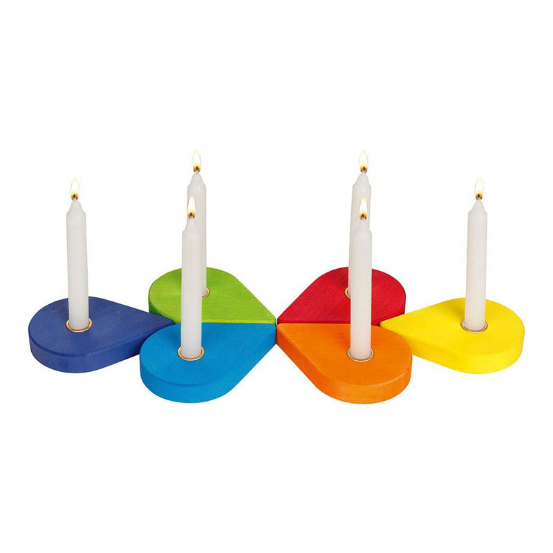 Load image into Gallery viewer, Goki houten verjaardagskrans kandelaars, 6dlg.
