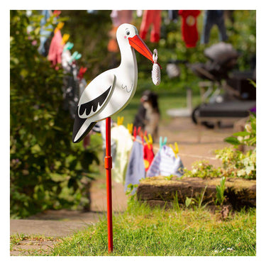 Goki ooievaar met babydoekje l100cm, voor in de tuin, hout