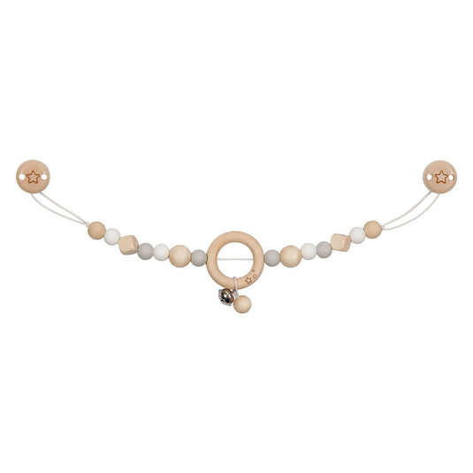 Goki houten wandelwagenketting ster grijs met clips