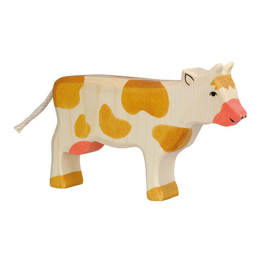 Holztiger houten koe bruin