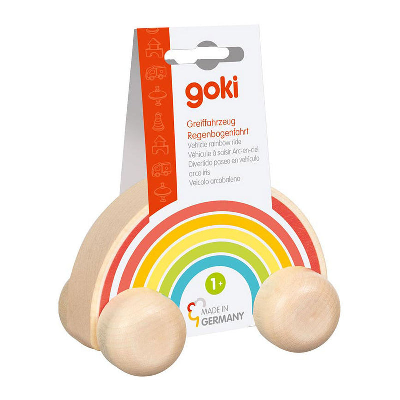 Load image into Gallery viewer, Goki houten voertuig regenboog
