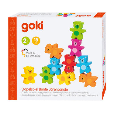 Goki houten kleuren beren stapelspel, 9dlg.