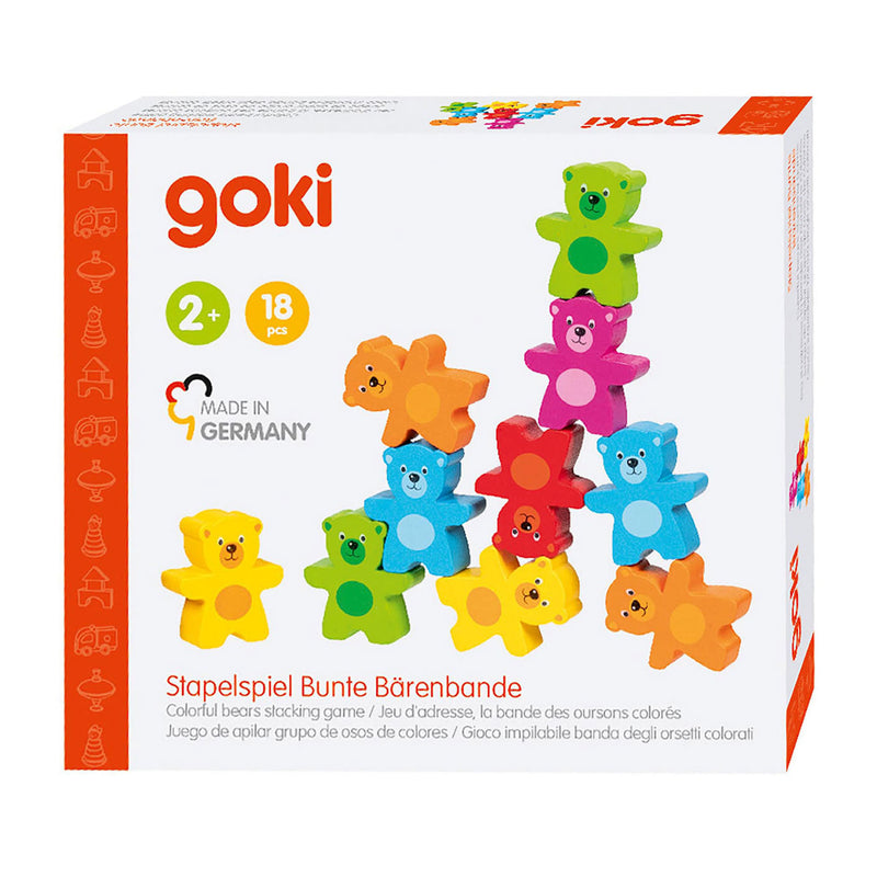 Afbeelding laden in galerijviewer, Goki houten kleuren beren stapelspel, 9dlg.
